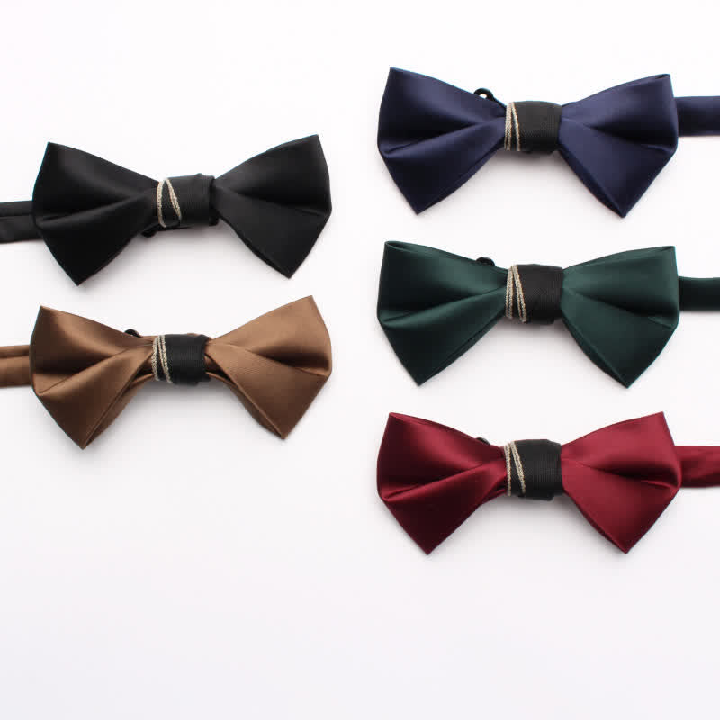 Men's Classic Glossy Solid Colored Bow Tie