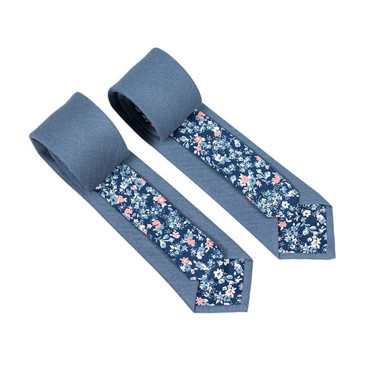 Men's Novel Plaid Floral Patchwork Necktie - SteelBlue - image 24