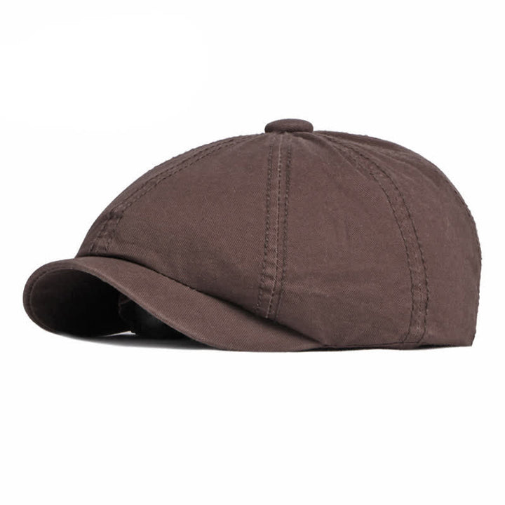 Casual Solid Color Cotton Daily Beret Cap - Coffee - Adjustable (about 21 5/8"-23 5/8") - image 12