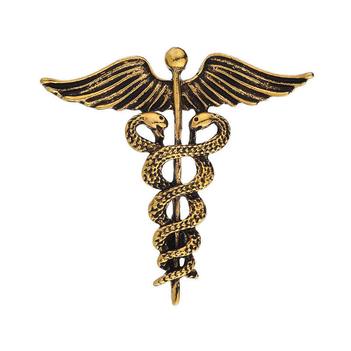 Men's Caduceus Double Snakes Brooch