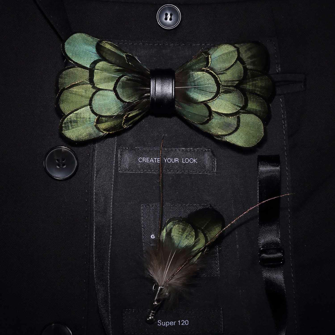 Green Classic Feather Bow Tie Collection Bundle