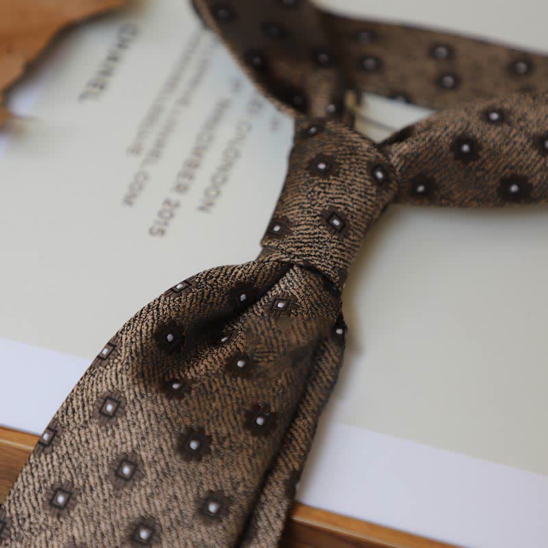 Men's Coffee Colors Series Striped Paisley Necktie - Style #21 - image 24