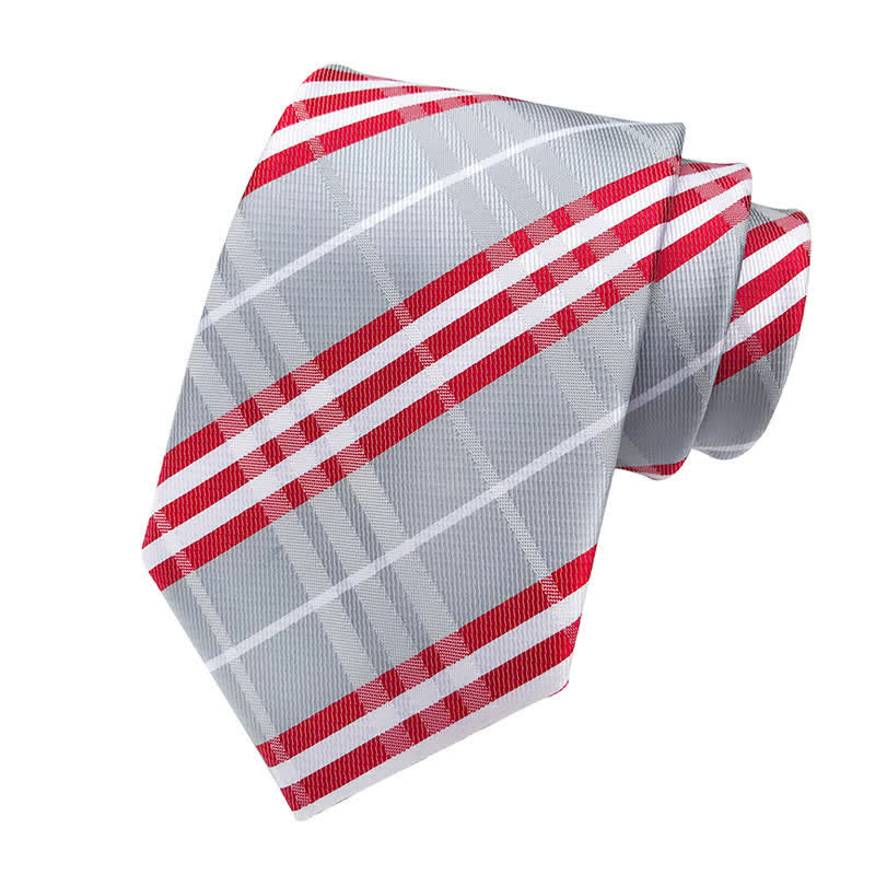 Men's Dashing Scottish Plaid Necktie - Silver - image 8