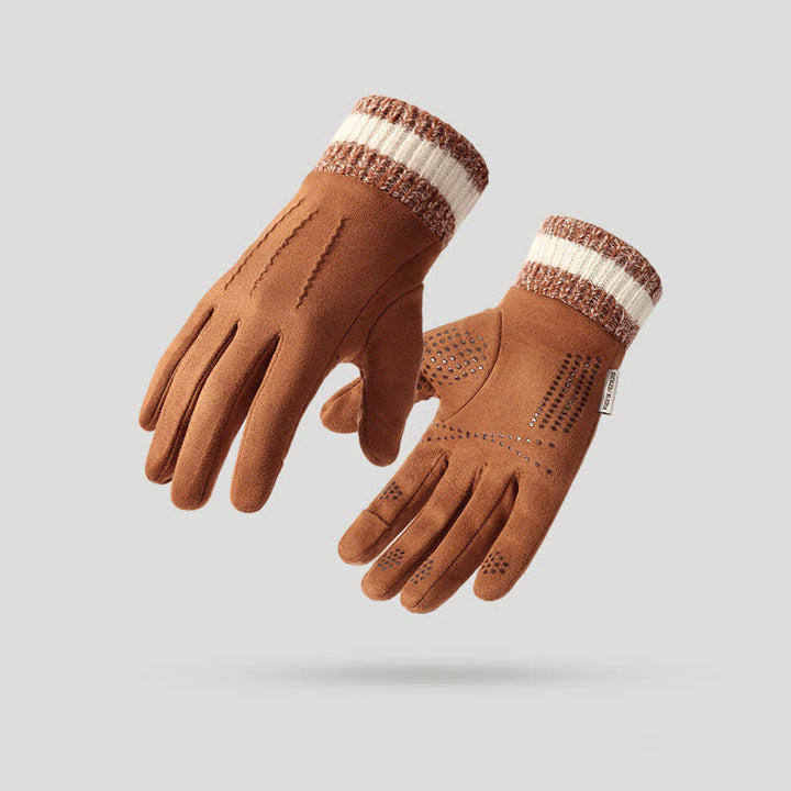 Unisex Suede Fleece Non-slip Flip Split Finger Gloves