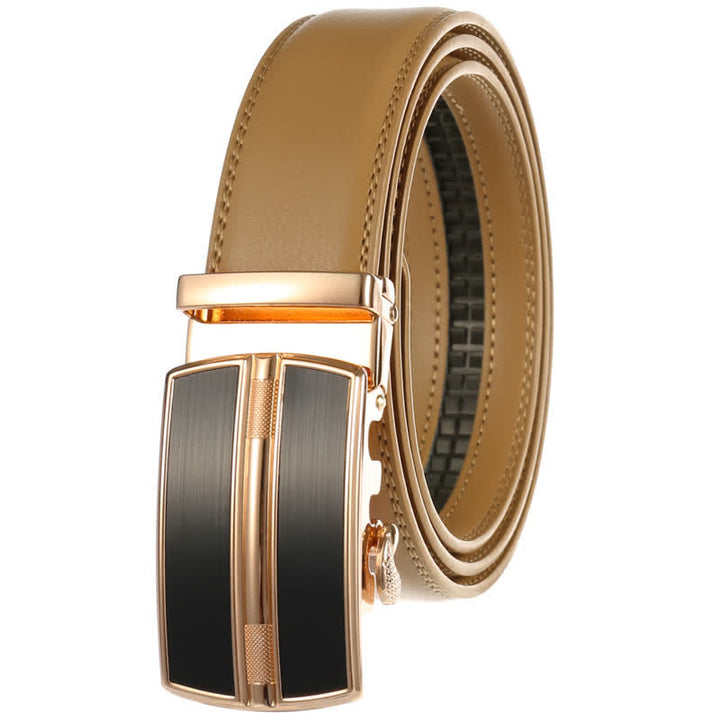Men's Simple Hollow Automatic Buckle Leather Belt - Yellow Brown #2 - 46 - image 16