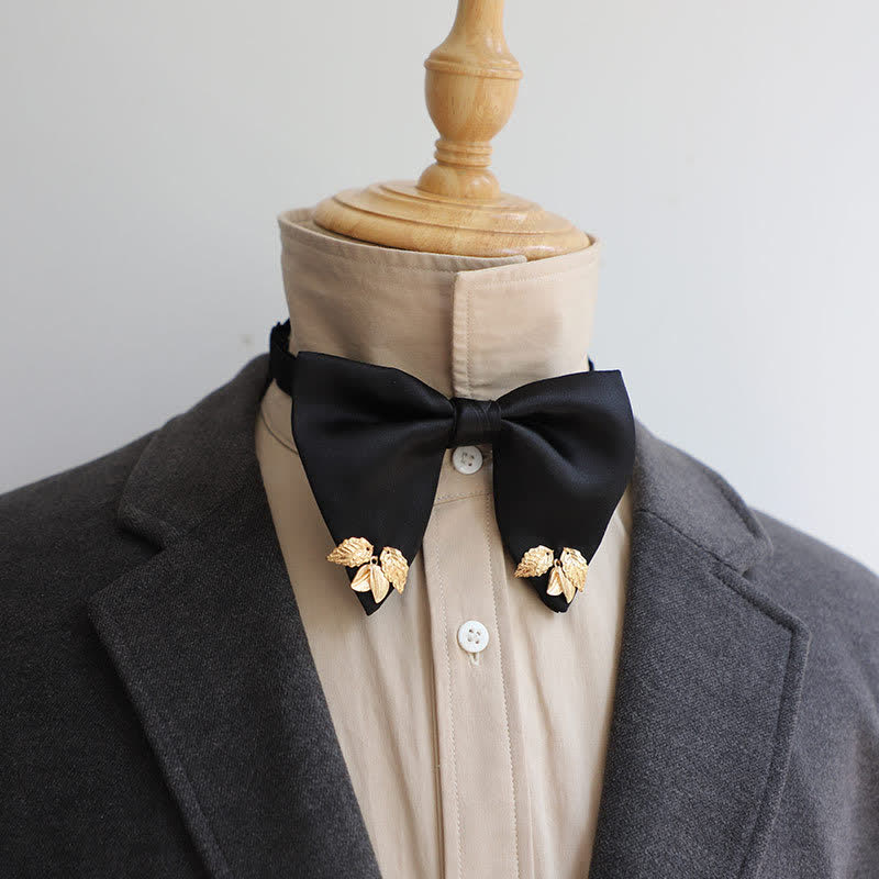 Men's Double-Layers Leaves Oversized Bow Tie