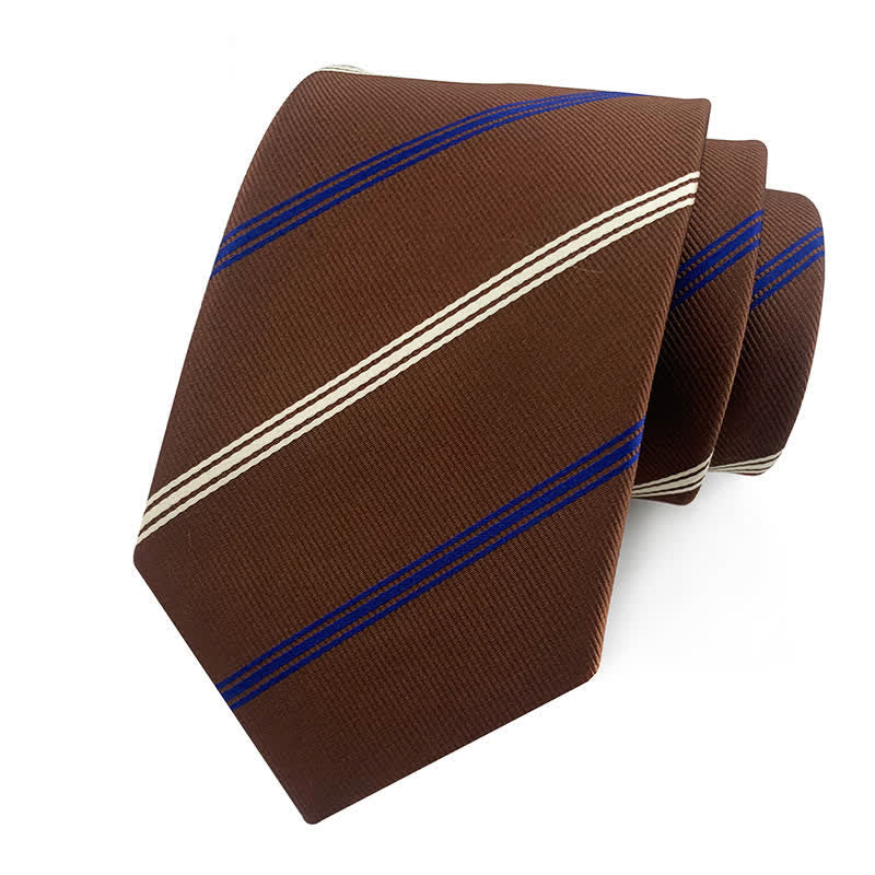 Men's Traditional Repp Striped Office Necktie - Peru & Navy - image 10