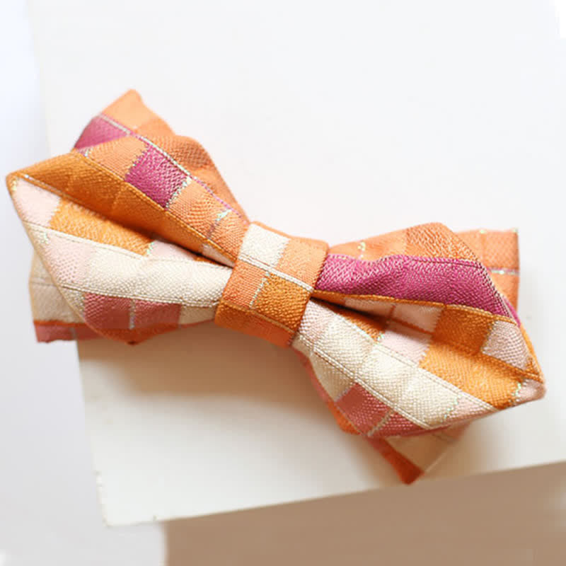 Men's Orange & Pink Sunshine Checker Bow Tie