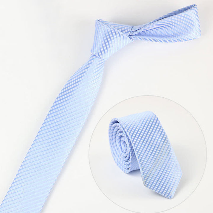 Men's Solid Grey Blue White Twill Daily Necktie - Pale Blue - image 4