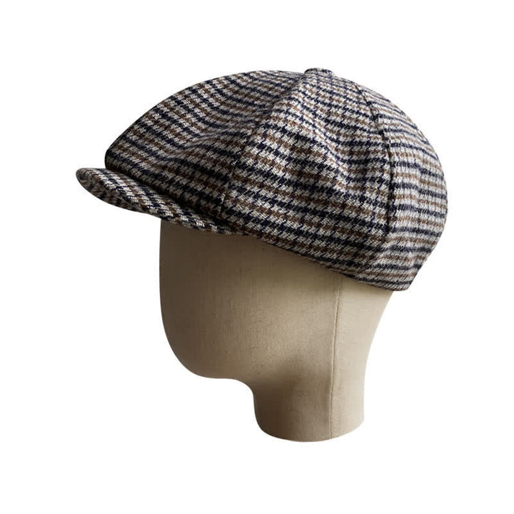 Houndstooth Checked Newsboy Beret Cap