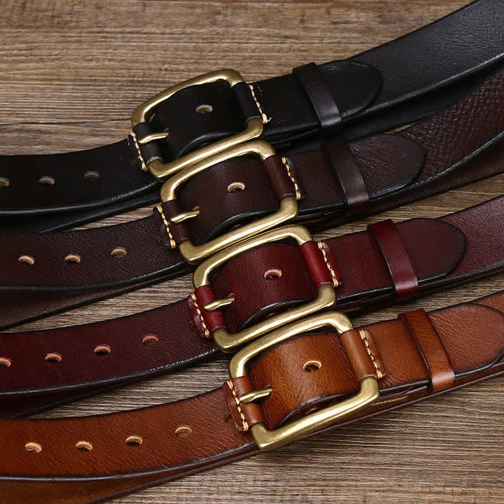 Men's Leisure Heavy Copper Buckle Leather Belt