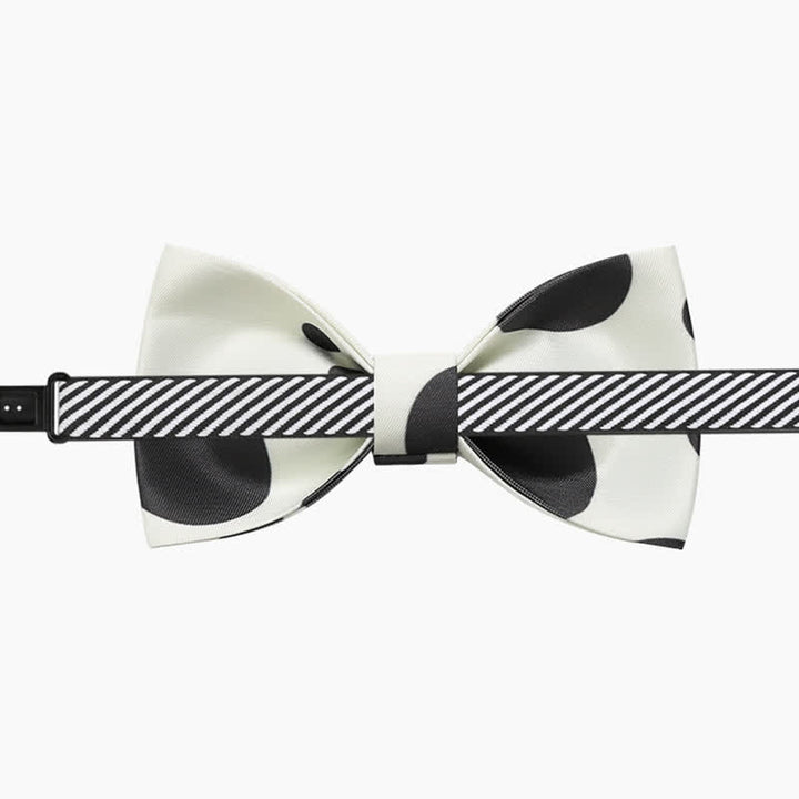 Men's Dairy Cattle Ivory & Black Polka Dot Bow Tie