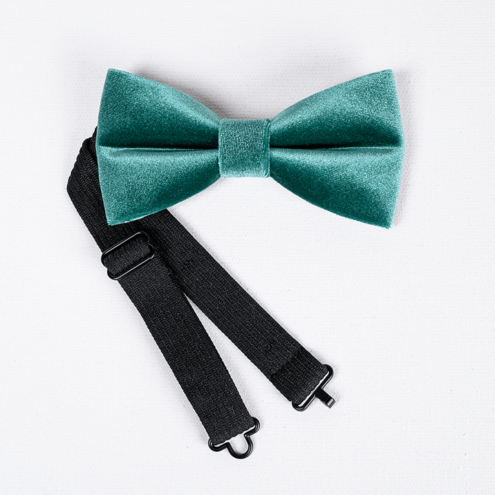 Men's Teal Green Solid Color Velvet Bow Tie