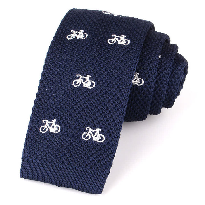 Men's Repeating Motifs Skinny Knitted Necktie