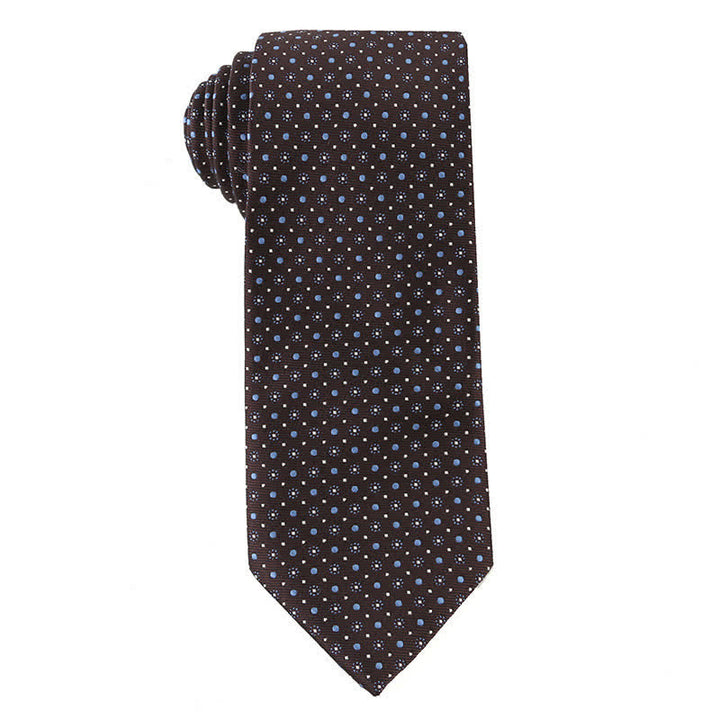 Men's Retro Brown Series Necktie - Flower & Dot - image 9