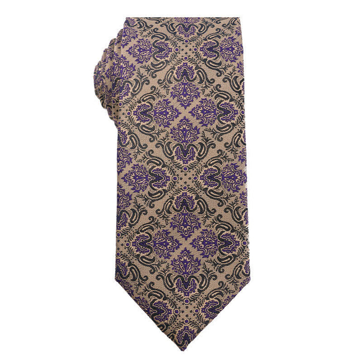 Men's British Khaki Champagne Series Necktie - Exotic Flower - image 8