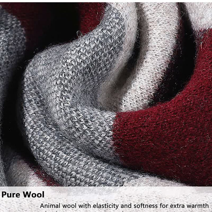 Men's Leisure Business Plaid Pure Wool Scarf