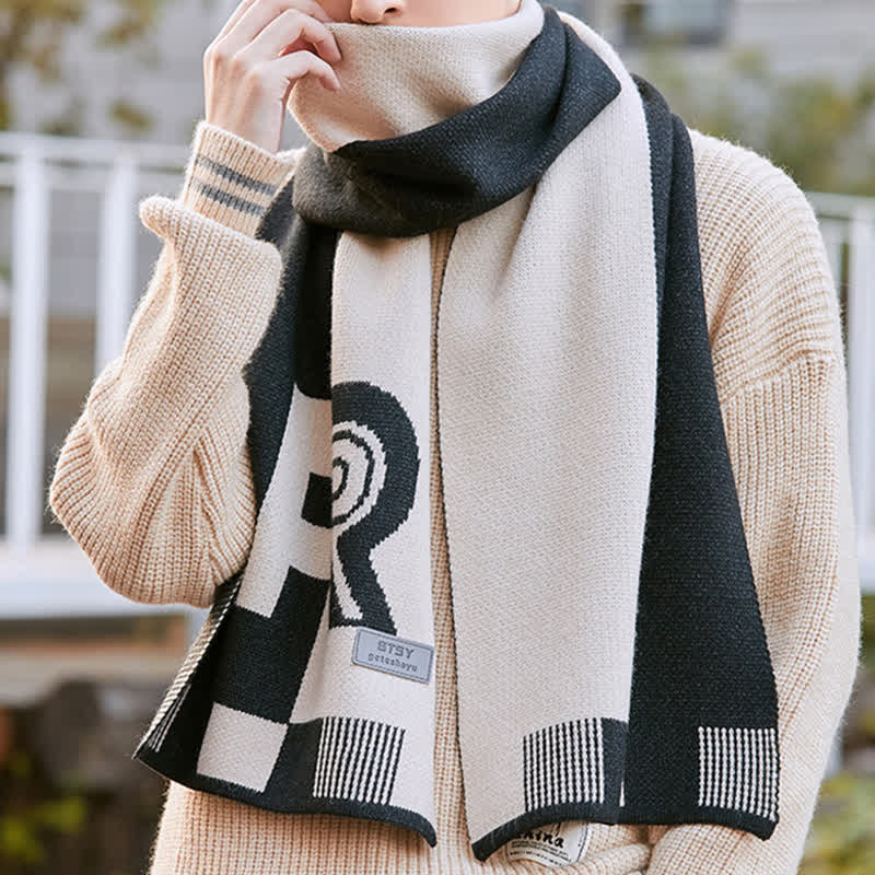 Men's Cold Weather Striped Block Long Scarf