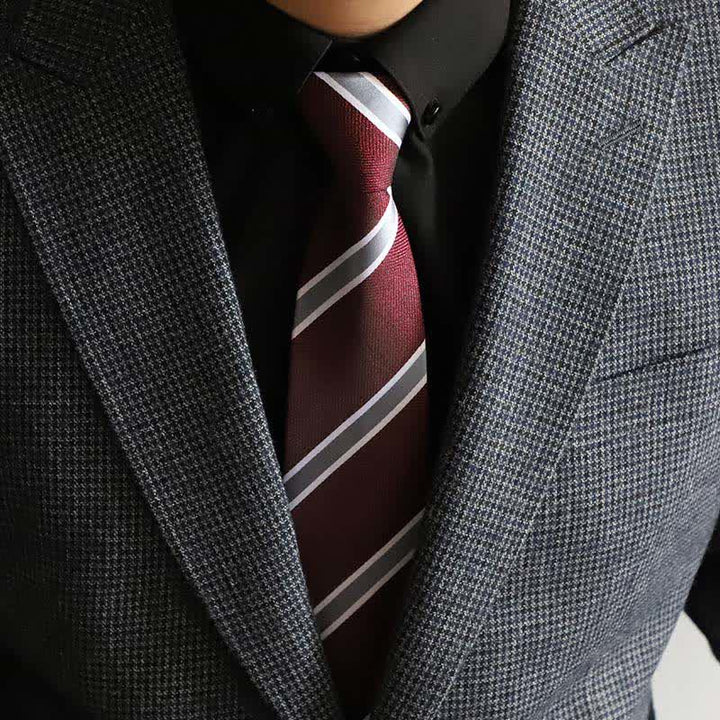 Men's Occupational Zipper Tie Striped Necktie