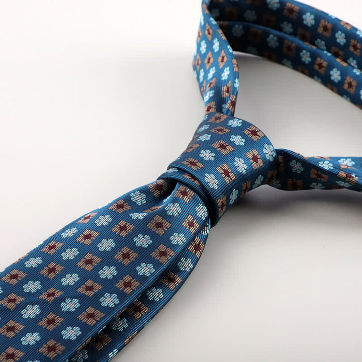 Men's Tiny Geometric Flowers Textured Necktie