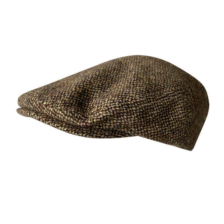 Tweed Herringbone Plaid Beret Flat Cap