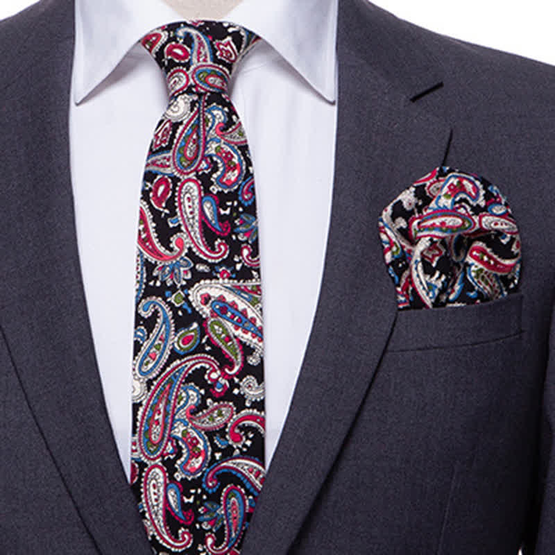 2Pcs Men's Exotic Paisley Necktie Set