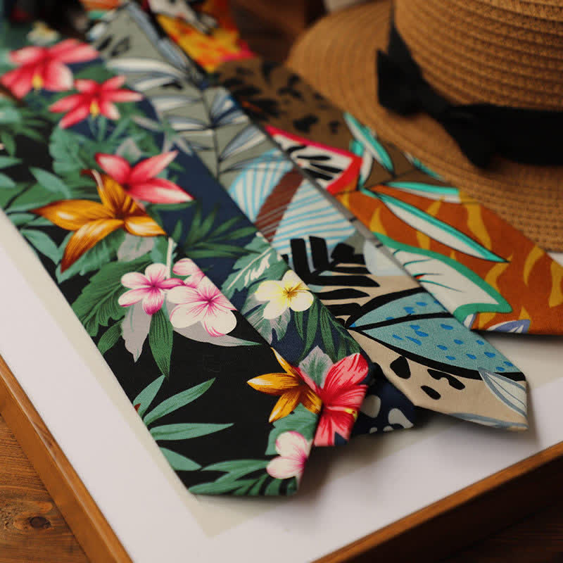 Men's Colorful Tropical Floral Necktie