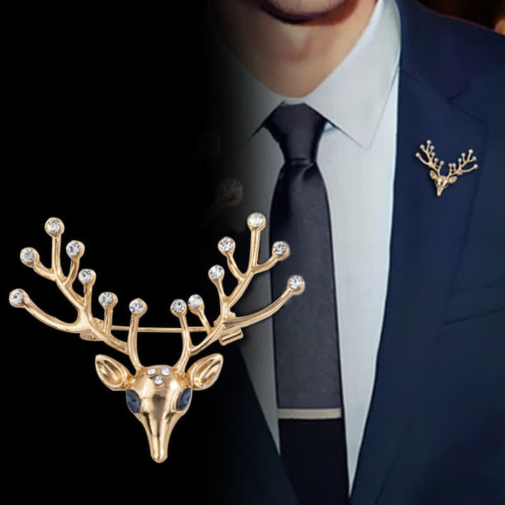 Men's Living Christmas Elk Brooch