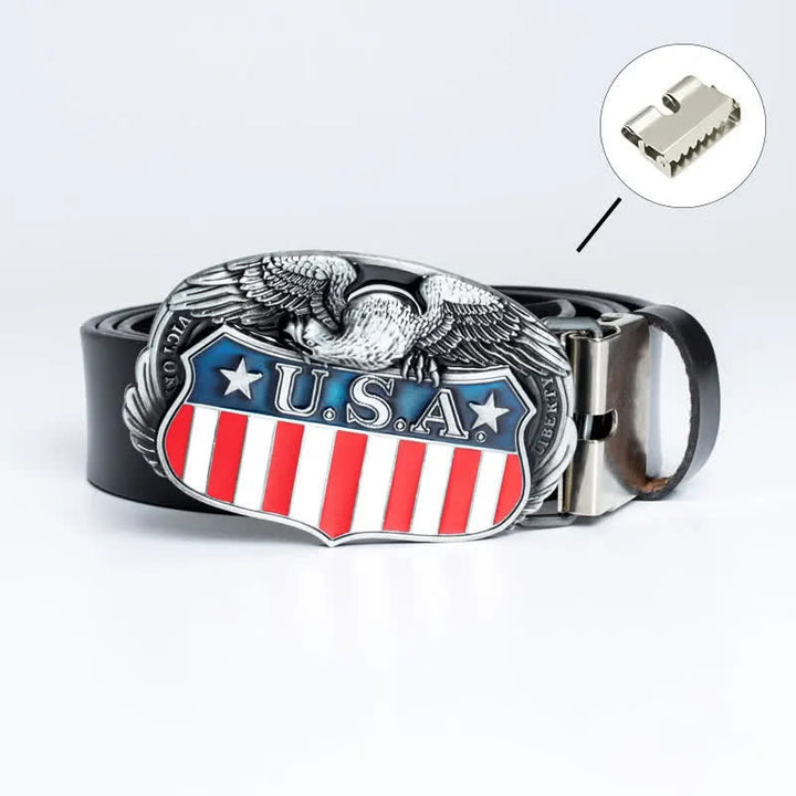 Men's Personality USA Flag Flying Eagle Leather Belt