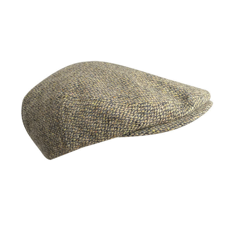 Tweed Herringbone Plaid Beret Flat Cap