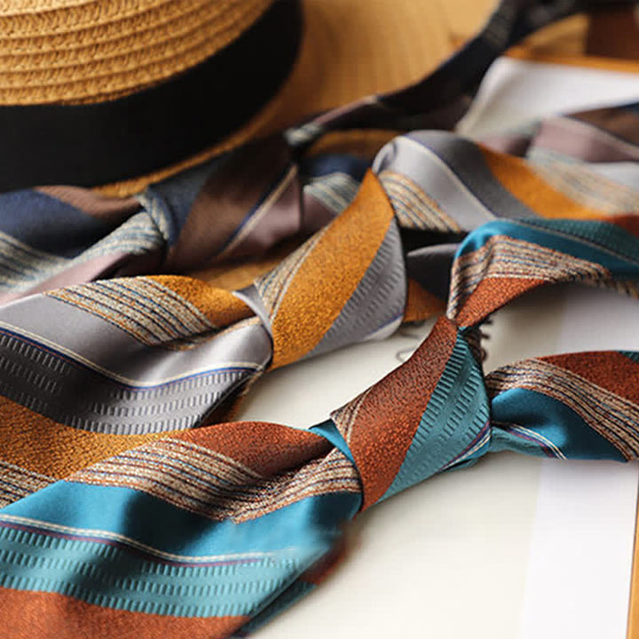 2Pcs Men's British Color Contrast Striped Necktie Set - image 1