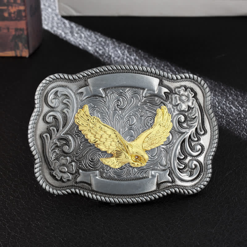 Men's DIY Gold Carving Animal Buckle Leather Belt