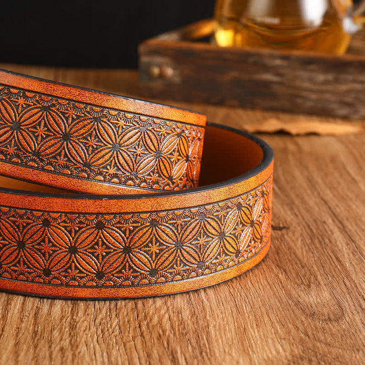 Men's Black Silver Running Horse Leather Belt - image 8