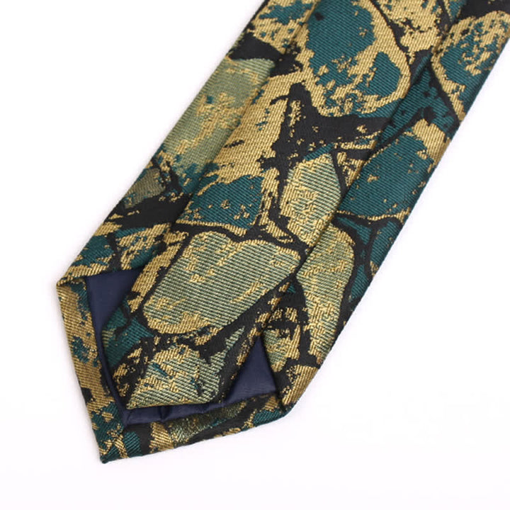 Men's Gold-green Abstract Graphic Necktie - image 3