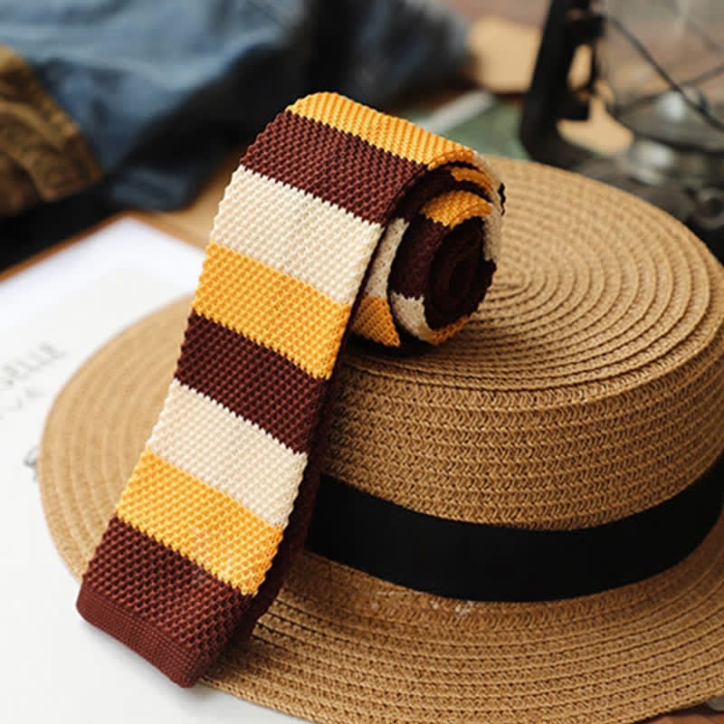 Men's Autumn Horizonal Striped Knitted Necktie