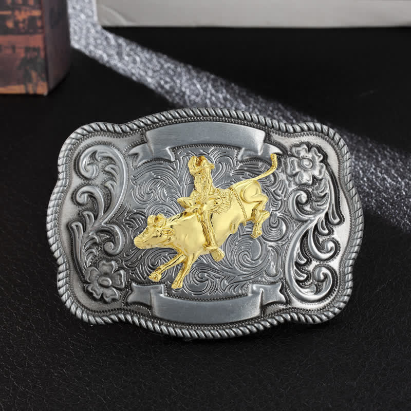 Men's DIY Gold Carving Animal Buckle Leather Belt