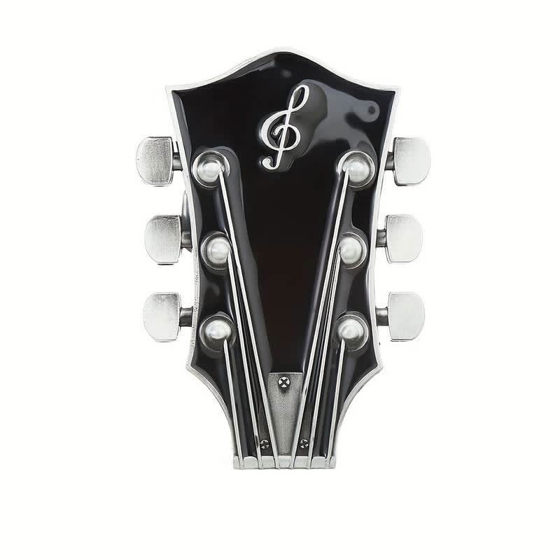 Men's DIY Musical Guitar Headstock Buckle Leather Belt