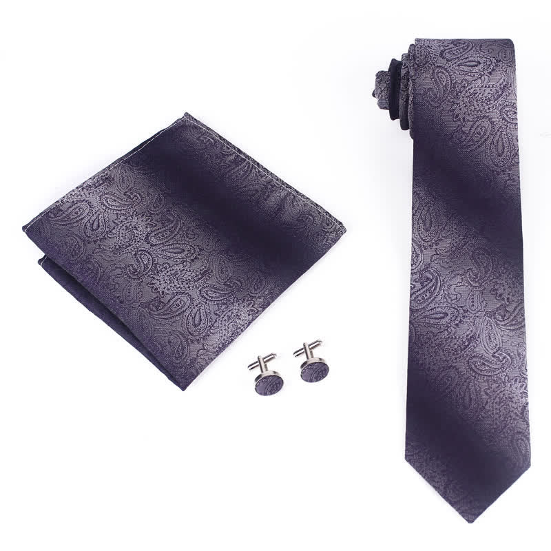 3Pcs Men's Gradient Color Paisley Necktie Set - image 1
