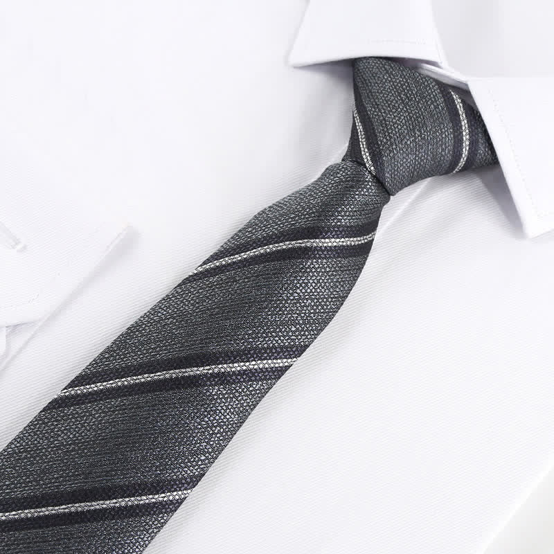 Men's Modern Textured Striped Necktie - Gray - image 5
