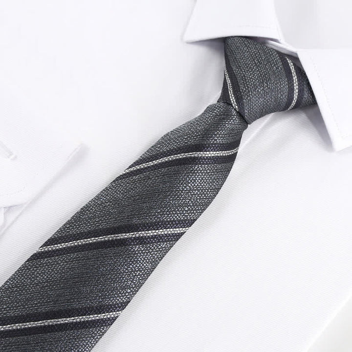 Men's Modern Textured Striped Necktie - Gray - image 5