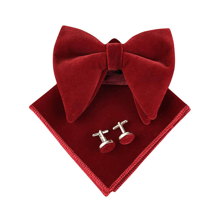 3Pcs Men's Velvet Oversized Pointed Bow Tie Set