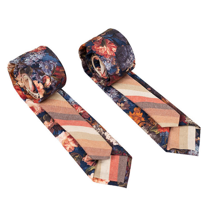 Men's Novel Plaid Floral Patchwork Necktie - Burgundy Floral - image 37