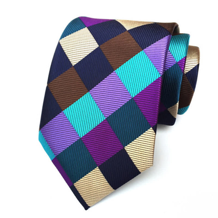 Men's Multi-colored Checked Formal Necktie - Multi-colored - image 2