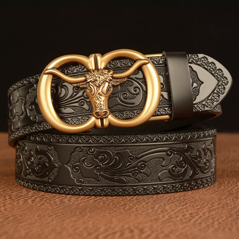 Men's Bull Head Buckle Leather Belt