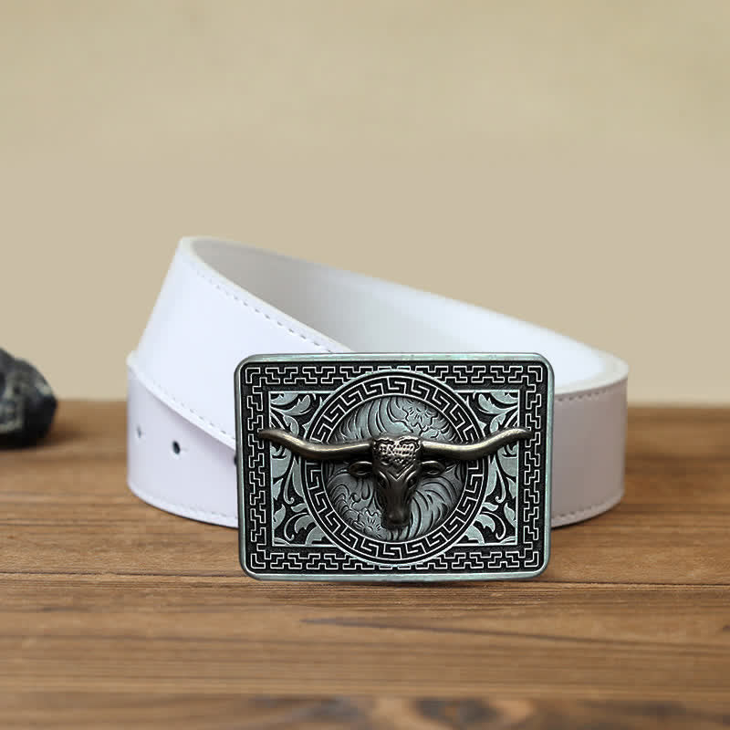 Men's DIY  Weatern Buckle Leather Belt